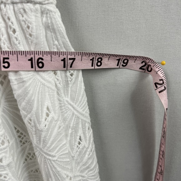 Michael Kors Dress Womens 10 Halter Eyelet White Tiered Belted Beach Coastal - Picture 15 of 16